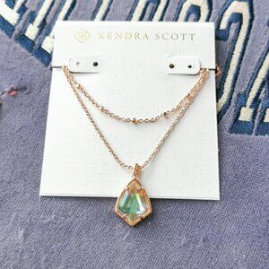 Kendra Scott Cory Rose Gold Blush Dichroic Glass Necklace